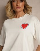 jumelle T-shirt Bej deschis din Bumbac Decorat cu o inimă Ranira
