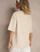 jumelle T-shirt Bej din Bumbac Decorat cu Inimă Ranira