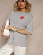 jumelle T-shirt Gri din Bumbac Decorat cu Inimă Ranira