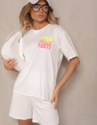 jumelle Tricou Alb din Bumbac și cu Imprimeu Xalauri