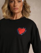 jumelle Tricou Negru din bumbac Decorat cu inimă Ranira