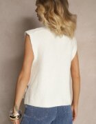 jumelle Vestă Albă din Tricot cu Lână și Vâscoză Decorată cu Legături Annivoriae
