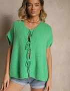 jumelle Vestă cardigan Verde Legată în față cu amestec de mohair Vikelira