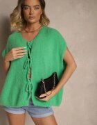 jumelle Vestă cardigan Verde Legată în față cu amestec de mohair Vikelira