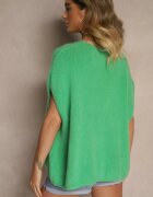 jumelle Vestă cardigan Verde Legată în față cu amestec de mohair Vikelira