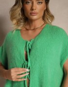 jumelle Vestă cardigan Verde Legată în față cu amestec de mohair Vikelira