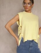 jumelle Vestă Galbenă din Tricot cu Lână și Viscoză Decorată cu Legături Annivoriae