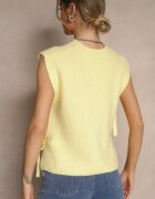 jumelle Vestă Galbenă din Tricot cu Lână și Viscoză Decorată cu Legături Annivoriae