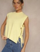jumelle Vestă Galbenă din Tricot cu Lână și Viscoză Decorată cu Legături Annivoriae