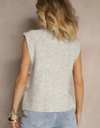 jumelle Vestă Gri Deschis din Tricot cu Lână și Viscoză Decorată cu Legături Annivoriae