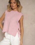 jumelle Vestă roz din Tricot cu Lână și Viscoză Decorată cu Legături Annivoriae