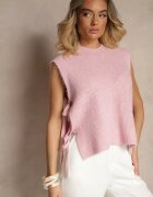 jumelle Vestă roz din Tricot cu Lână și Viscoză Decorată cu Legături Annivoriae
