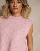 jumelle Vestă roz din Tricot cu Lână și Viscoză Decorată cu Legături Annivoriae