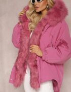 jus de pom Geacă Parka Roz Oversize cu blană Horelle