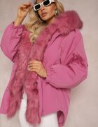 jus de pom Geacă Parka Roz Oversize cu blană Horelle