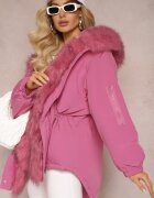 jus de pom Geacă Parka Roz Oversize cu blană Horelle