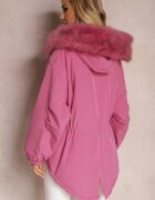 jus de pom Geacă Parka Roz Oversize cu blană Horelle