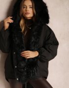 jus de pom Jachetă Neagră Parka Oversize cu blană Horelle