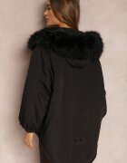 jus de pom Jachetă Neagră Parka Oversize cu blană Horelle