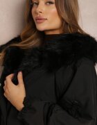 jus de pom Jachetă Neagră Parka Oversize cu blană Horelle