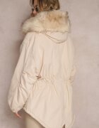 jus de pom Jachetă Parka Bej Oversize cu Blană Horelle