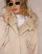 jus de pom Jachetă Parka Bej Oversize cu Blană Horelle