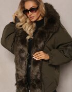 jus de pom Jachetă Parka Verde închis Oversize cu blană Horelle