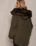 jus de pom Jachetă Parka Verde închis Oversize cu blană Horelle