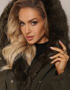 jus de pom Jachetă Parka Verde închis Oversize cu blană Horelle