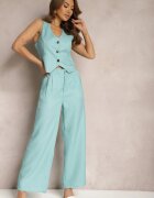 jusdepom Pantaloni Albaștri Larși De costum High Waist Tamarixia