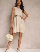 jus de pom Rochie Bej cu Decupaje în Talie Fără Mâneci Caside