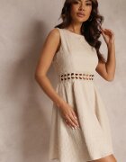 jus de pom Rochie Bej cu Decupaje în Talie Fără Mâneci Caside