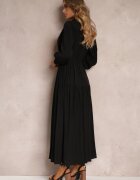jusdepom Rochie Cloche Neagră cu elastic în talie și nasturi decorativi Graziela