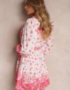 jusdepom Rochie Fucsia Legată cu Guler și Elastic în Talie Santanna