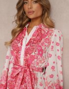 jusdepom Rochie Fucsia Legată cu Guler și Elastic în Talie Santanna