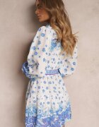 jusdepom Rochie legată albastră cu guler și elastic în talie Santanna