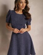 jus de pom Rochie Mini Cloche Bleumarin cu mâneci ușor bufante Merridia