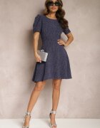 jus de pom Rochie Mini Cloche Bleumarin cu mâneci ușor bufante Merridia