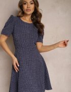 jus de pom Rochie Mini Cloche Bleumarin cu mâneci ușor bufante Merridia