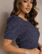 jus de pom Rochie Mini Cloche Bleumarin cu mâneci ușor bufante Merridia