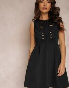 jusdepom Rochie Neagră Mini Fără Mâneci Cu Decupaje și Broderie Lilka