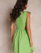 jusdepom Rochie Verde cu Decolteu din Dantelă și Elastic cu Decupaje în Talie Melania