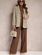 jusdepom Sacou Gri-bej Tweed Cu un singur rând de nasturi cu nasturi decorativi Arielitta