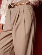 jusdepom Pantaloni Bej de Costum Largi cu Talie Înaltă Nallineme