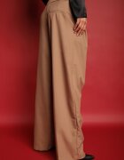 jusdepom Pantaloni de costum Bej închis largi cu talie înaltă Nallineme