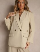 jusdepom Sacou bej deschis tip cutie Oversize cu piept dublu cu nasture suplimentar Pasmira