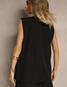 jusdepom Vestă de Costum Neagră cu Buzunare Decorative și Nasturi Sonadorea