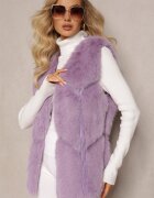 k-th Vestă de blană violet cu inserții din piele ecologică Lewja