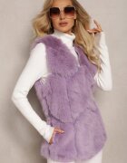 k-th Vestă de blană violet cu inserții din piele ecologică Lewja