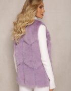 k-th Vestă de blană violet cu inserții din piele ecologică Lewja